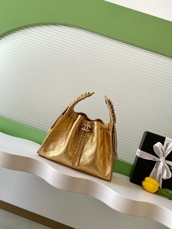 Chanel Metallic Hobo Bag Gold Small