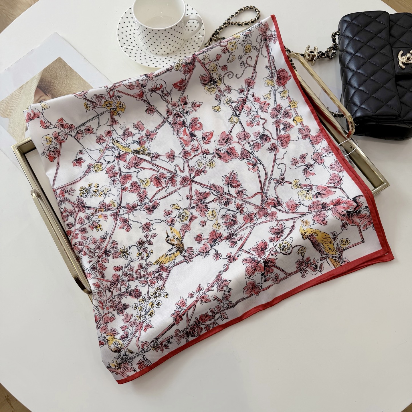 Dior Map Print Silk Scarf Red product images