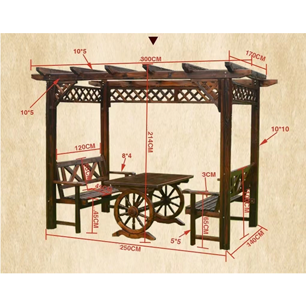 Outdoor courtyard log cabin pavilion