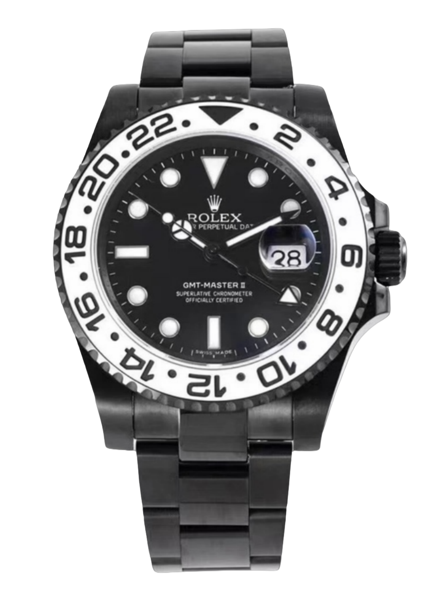 【Super Clone】Rolex GMT Master II Black PVD/DLC Coated Black Dial Stainless Steel 16710 Men's Watch