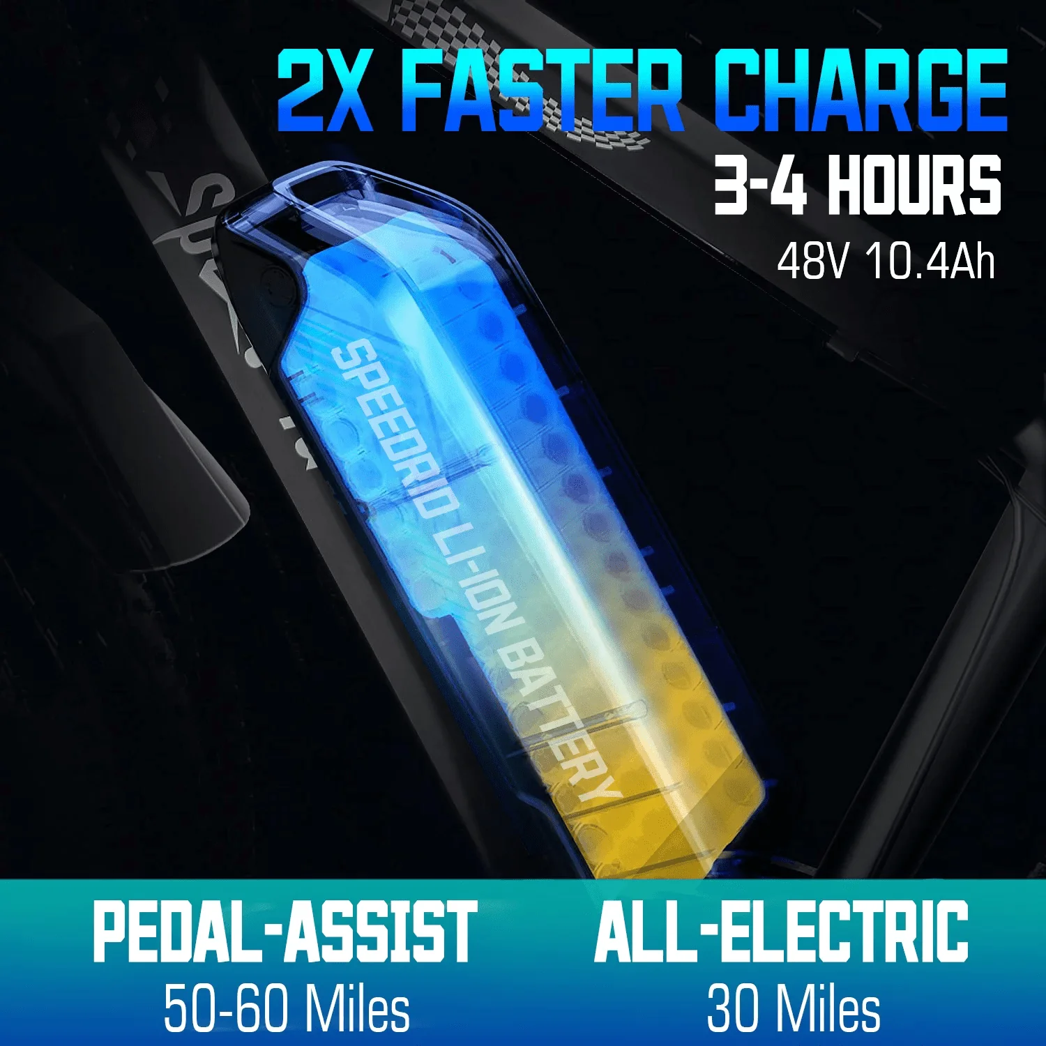 Funcid 26in Fat Tire Electric Mountain Bike, 500W, 48V 10.4Ah