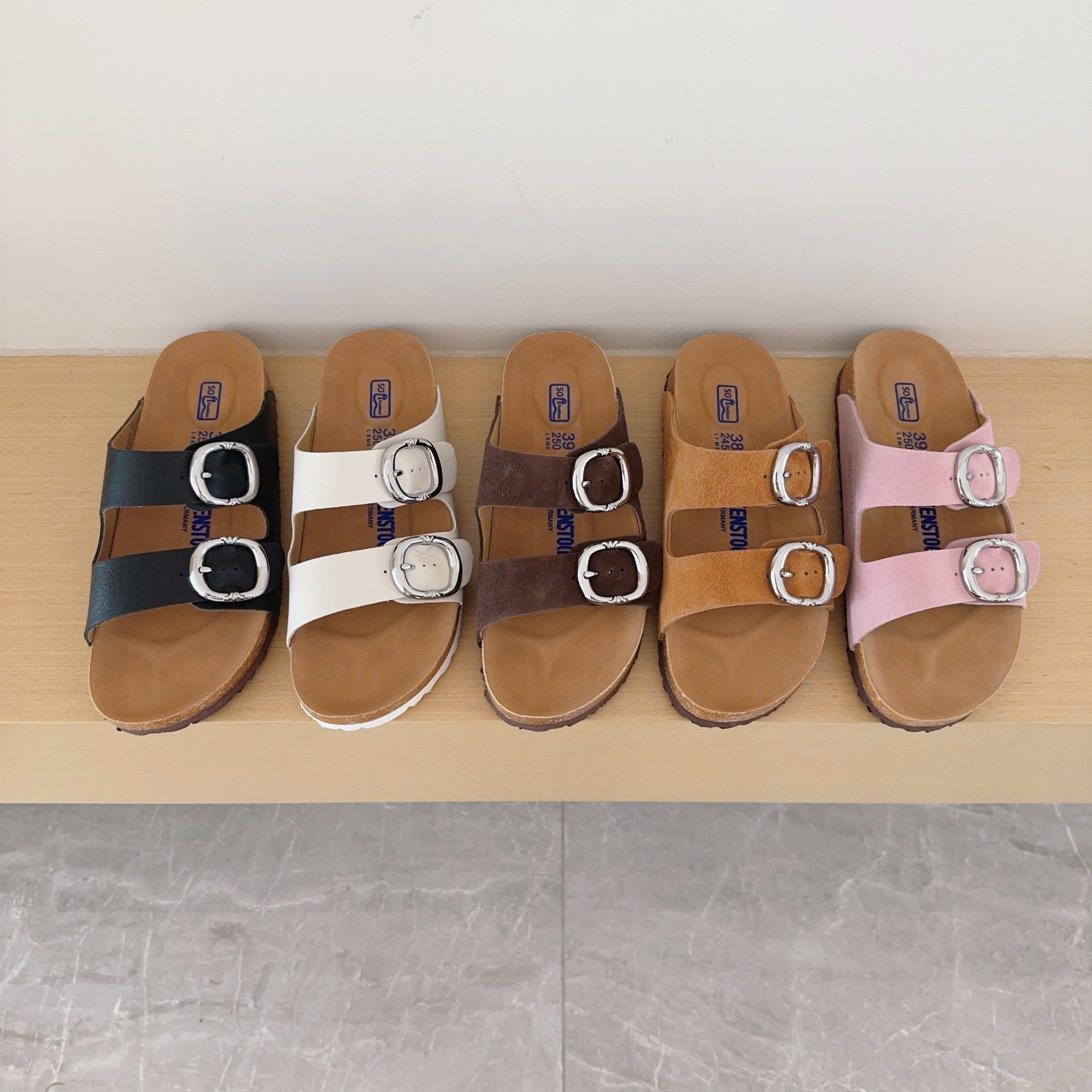 Birken-Style Two-Strap Sandals Cross Motif Collaboration Series
