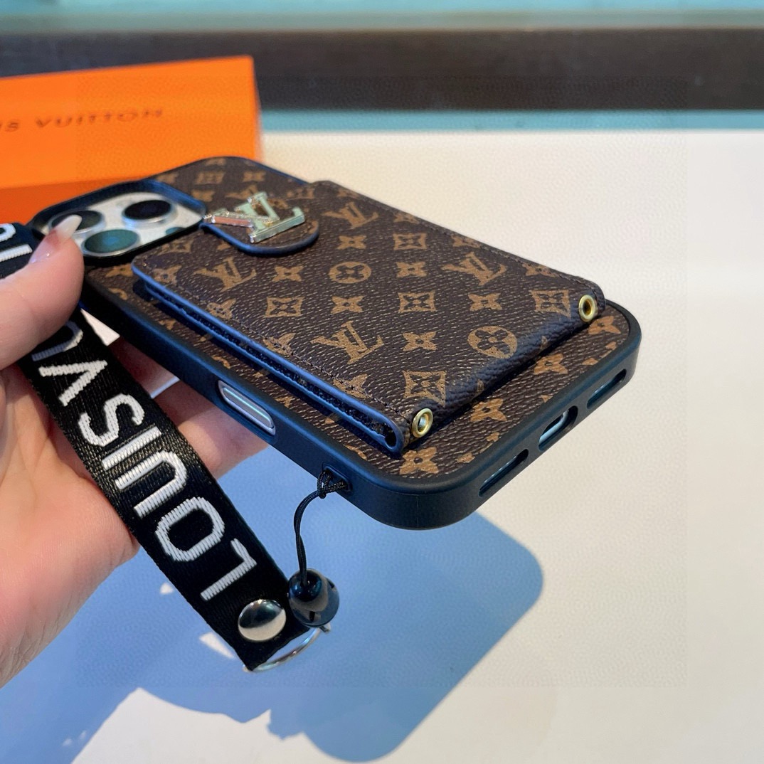 LV Classic Monogram Full Coverage Case - Top & Bottom Card Slots + Lanyard