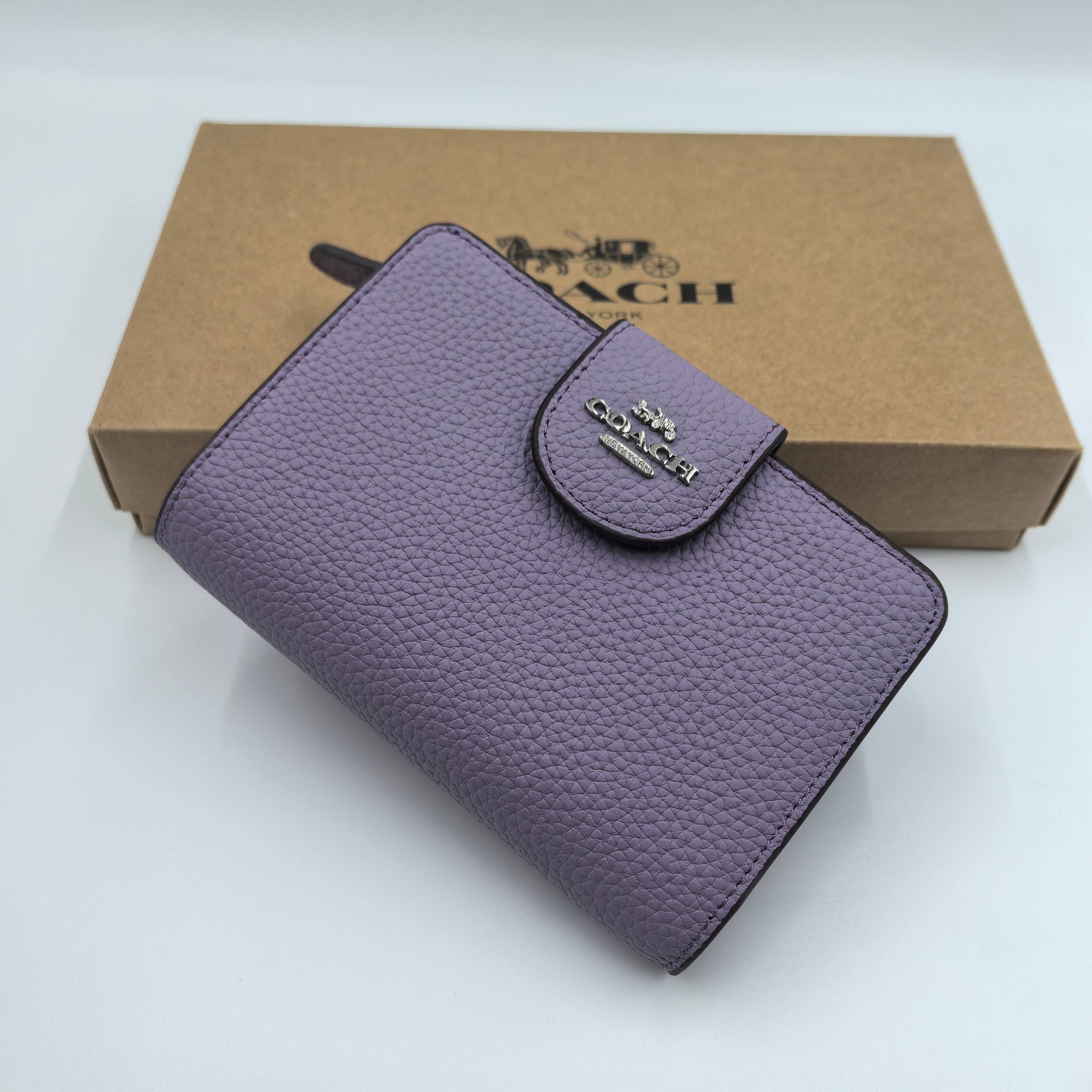 Coach Medium Snap Wallet Pebbled Leather