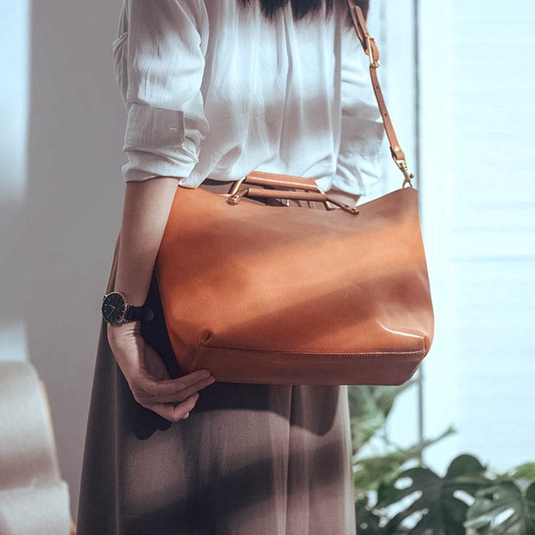 Soft-Structured Leather Satchel
