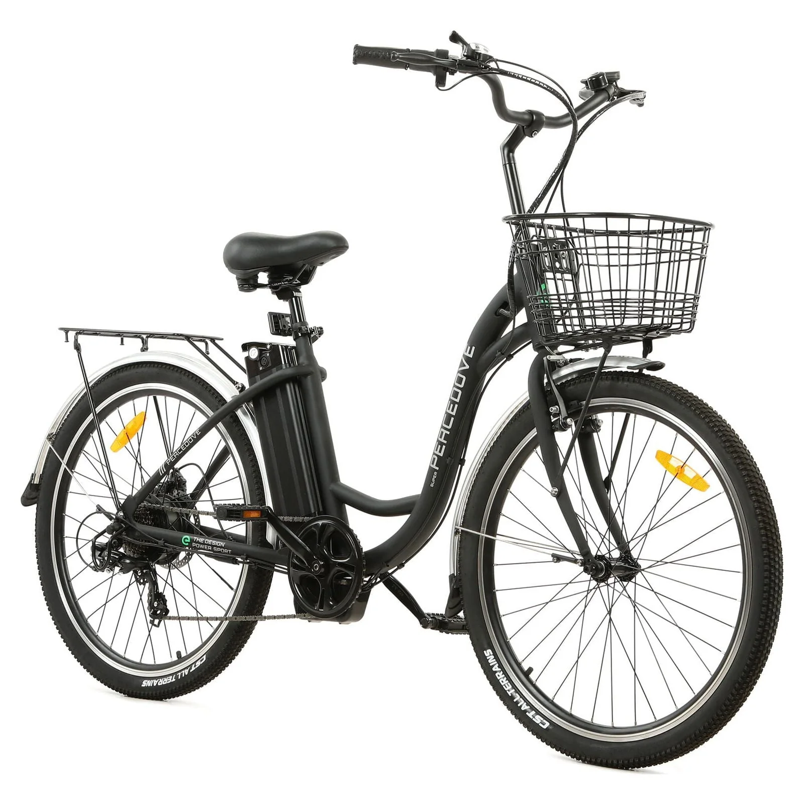 ECOTRIC 26in Step-Through Electric City Bike with Basket, 350W