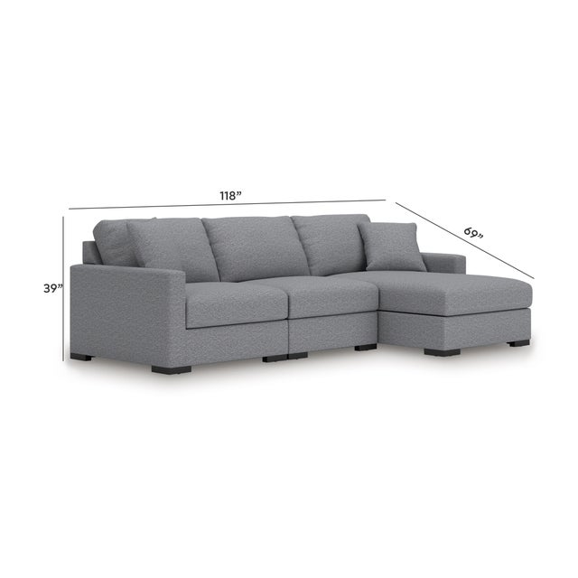 Omaha by Ashley 3-Piece Modular Next-Gen Nuvella™ Performance Fabric Sofa Chaise