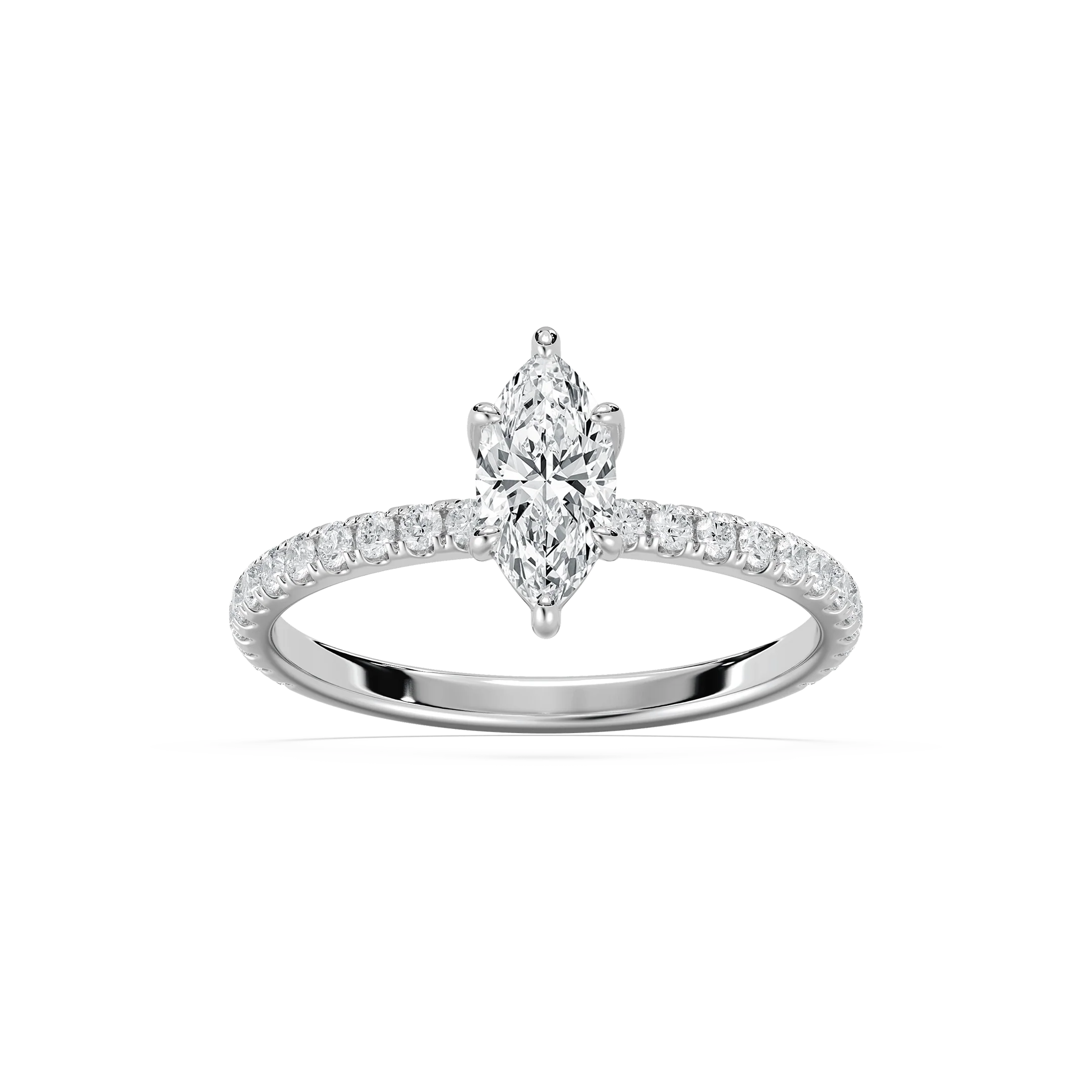 Cindy 1 ctw Marquise Lab Grown Diamond Petite Six Prong Side Stone Promise Ring