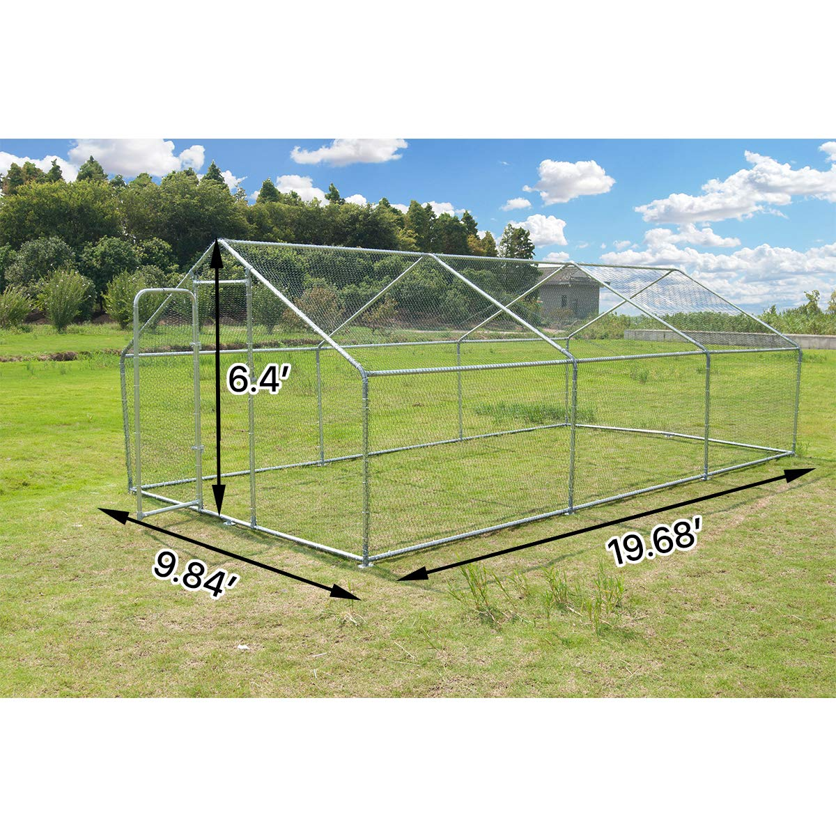 Large Metal Chicken Coop Walk-in Poultry Cage Hen Run House