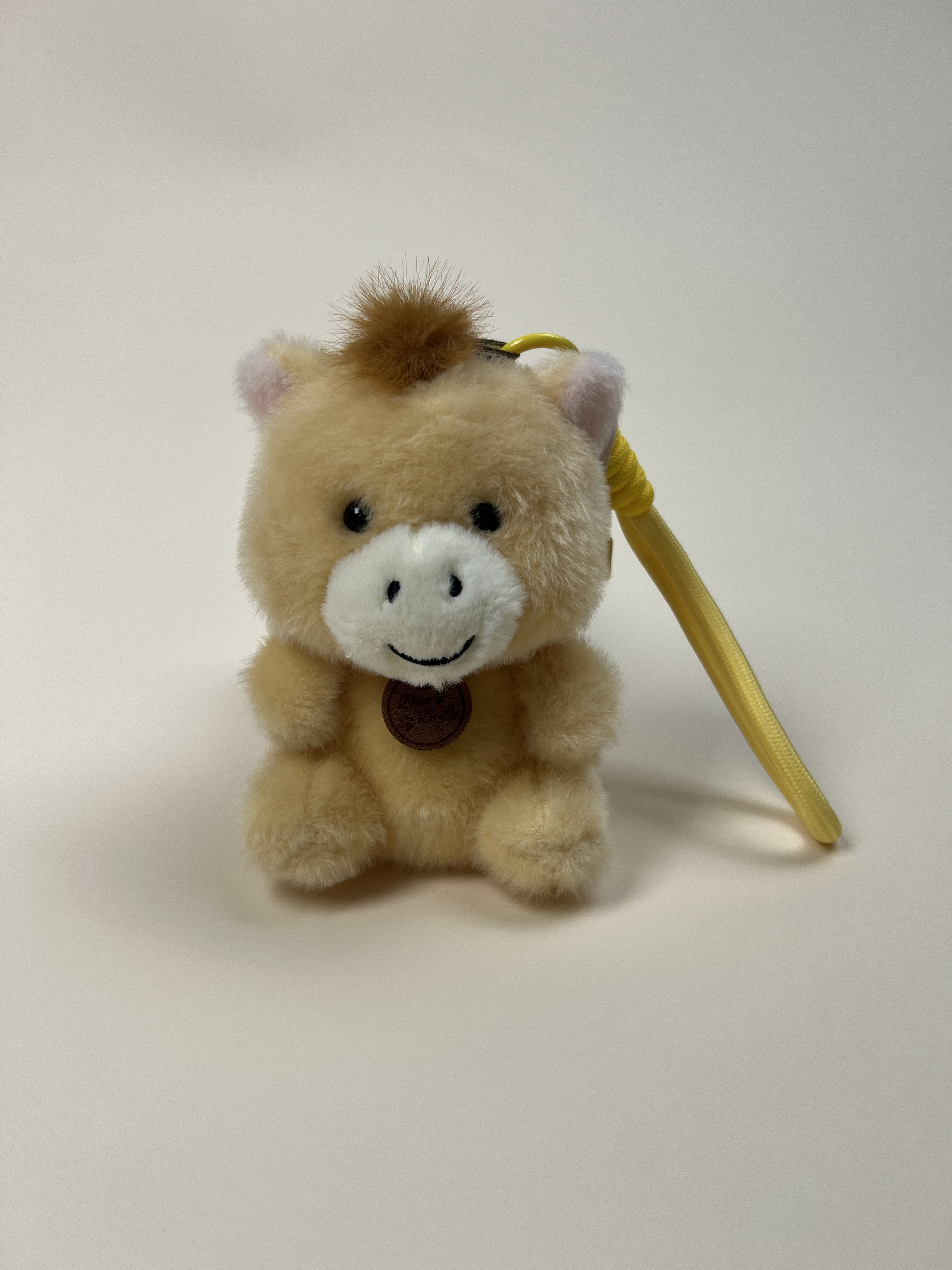 Cream-Yellow Pony Plush Keychain