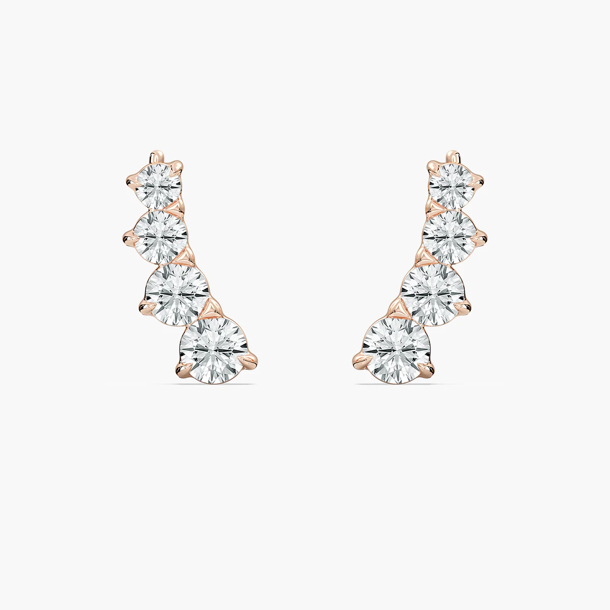 7/8 ctw Round Lab Grown Diamond Graduated Climber Earrings