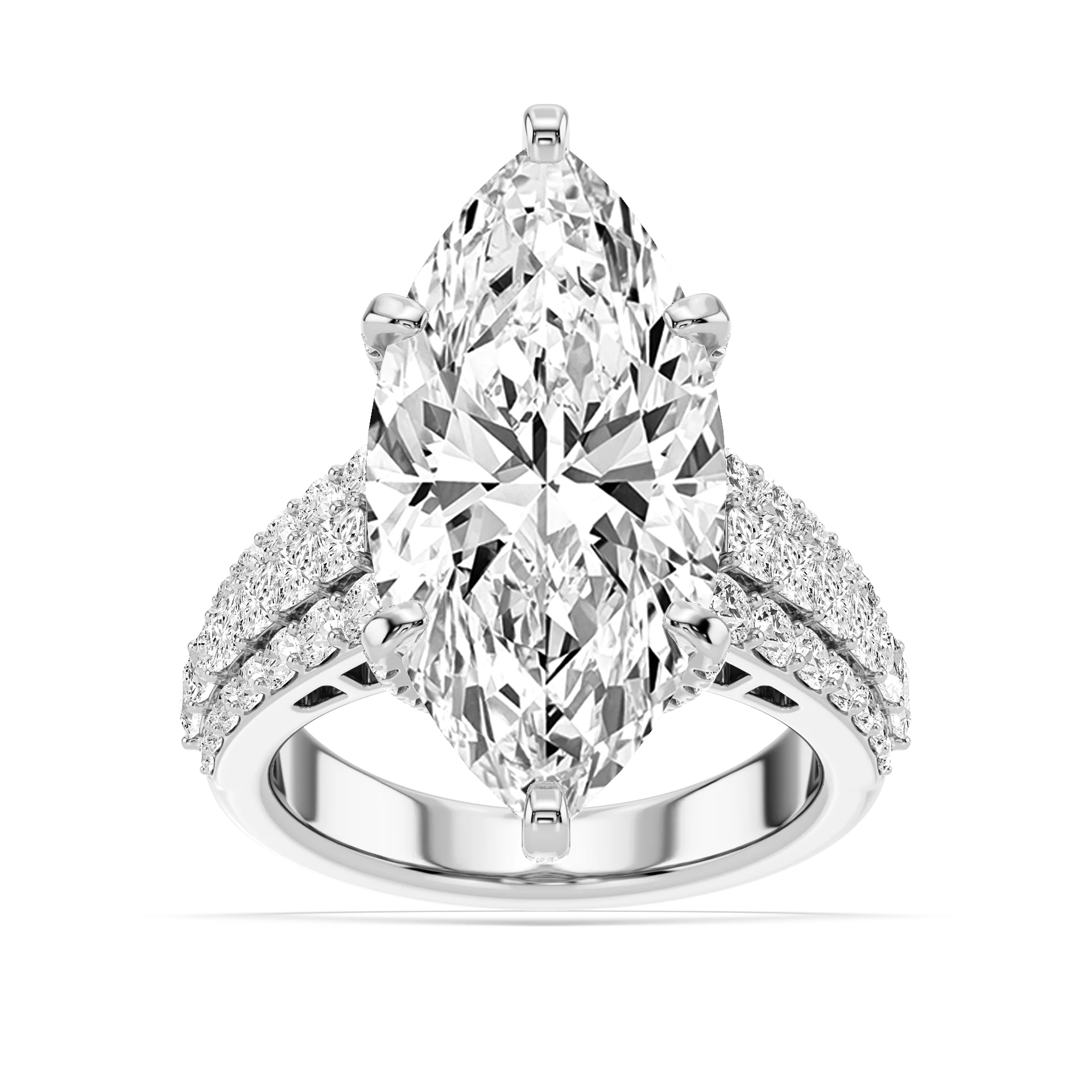 Sophia 11 ¾ ctw Marquise Lab Grown Diamond Triple Row Hidden Halo Engagement Ring - Signature Collection