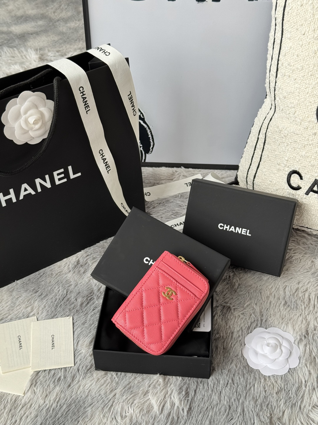 Chanel Quilted Caviar Leather Zipped Card Case