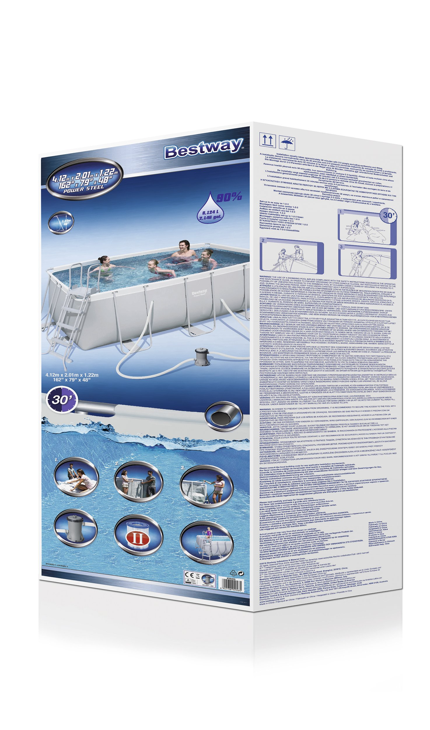 Power Steel Rectangular Frame Pool Set, in Light Grey