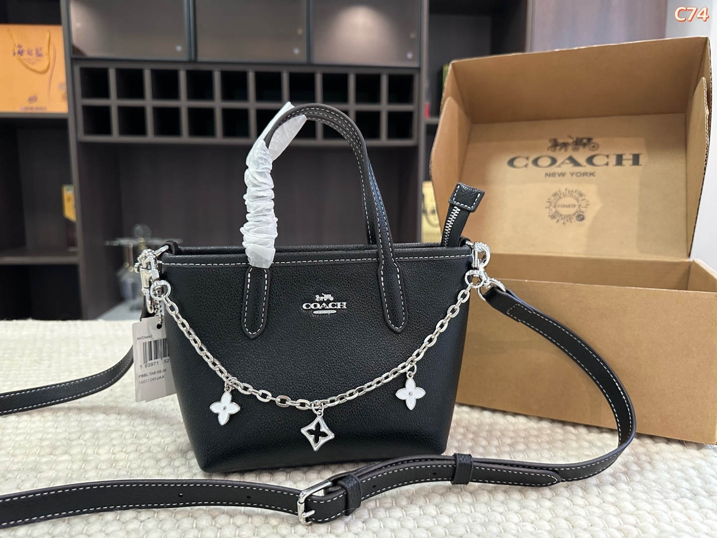 Coach Mini Tote Crossbody Bag with Chain Charms