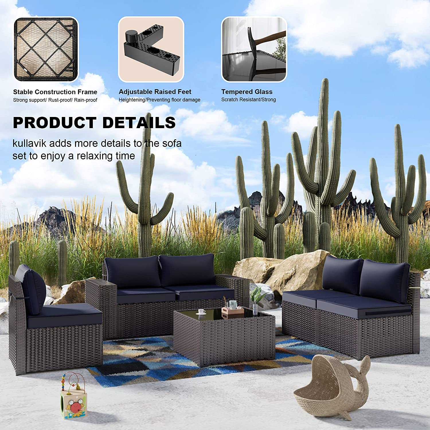 Outdoor Patio Furniture Set 12 Pcs Sectional Rattan Sofa Set