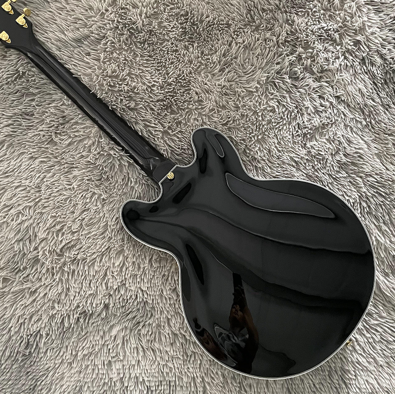 Electric Guitar Antiqued Black Semi Hollow Bone Nut Mahogany Body