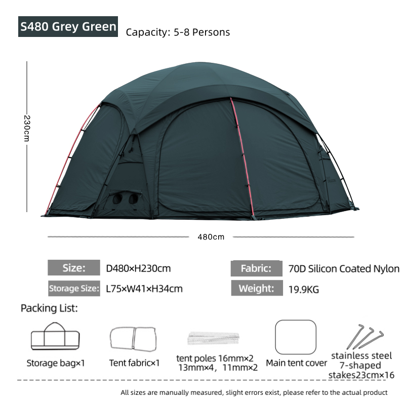 BLACK DRAGON S480 Cotton Canvas Tent Spherical Dome, Large Space, Windproof and Rainproof