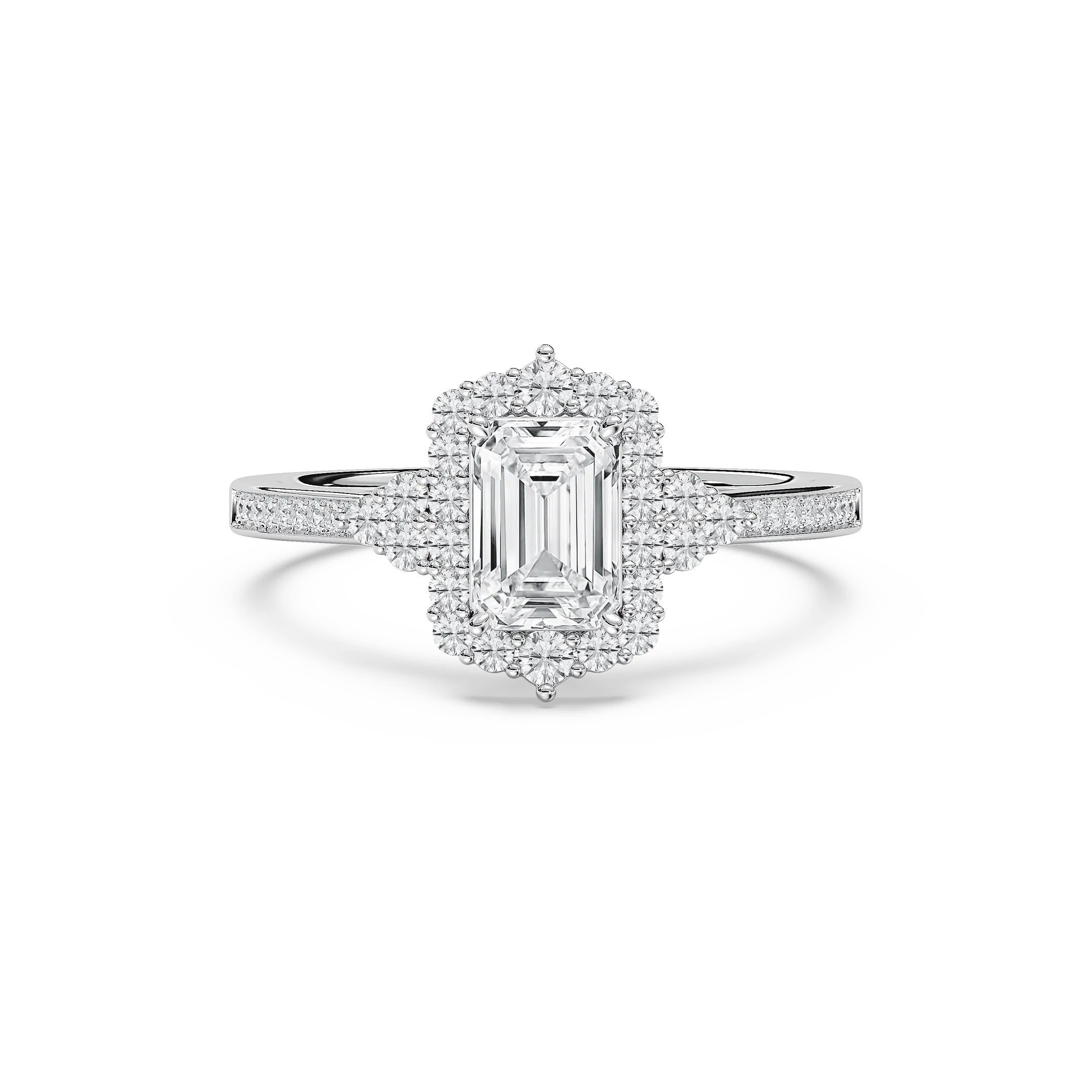 Yara 1 ²⁄₅ ctw Emerald Lab Grown Diamond Channel Set Halo Engagement Ring