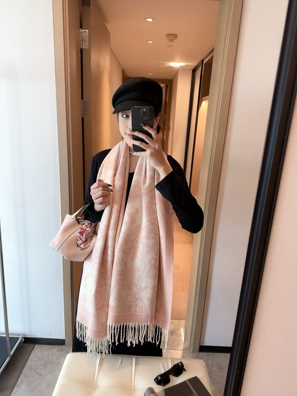 Dior Cashmere Scarf Pink Design C