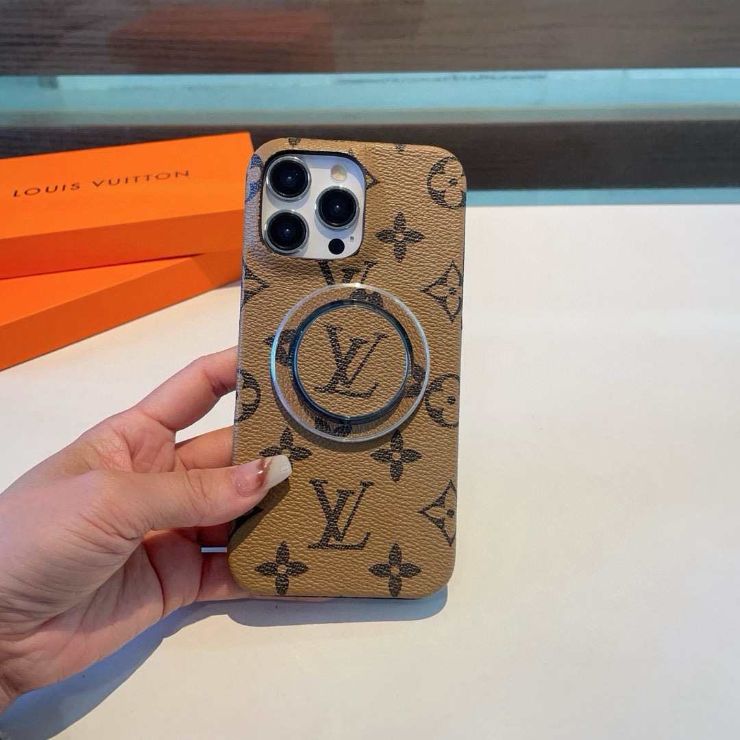 LV Classic Monogram Phone Case with Strong Magnetic & Logo Stand