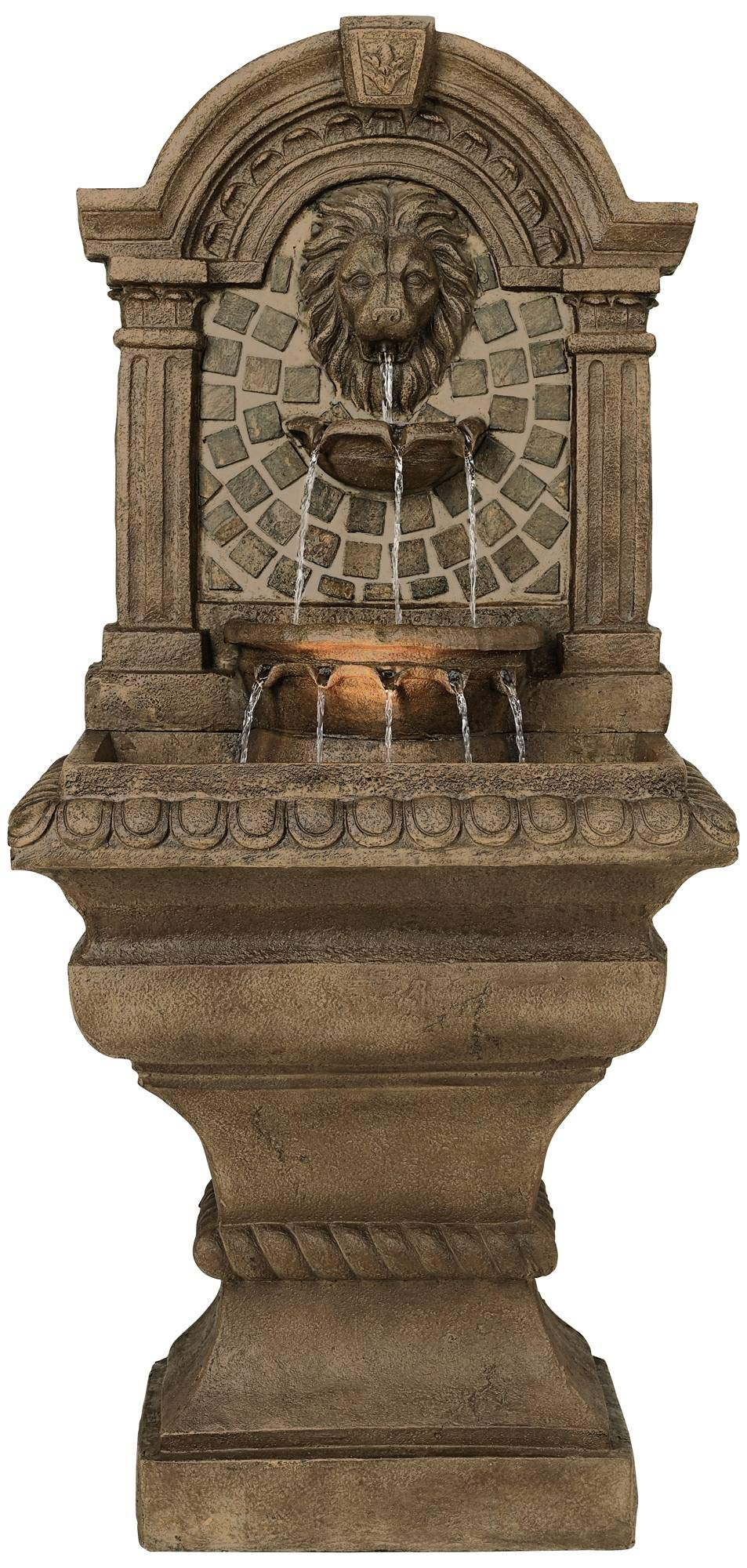 Royal Lions Head Mediterranean 3 Tiered Wall Water Fountain 51