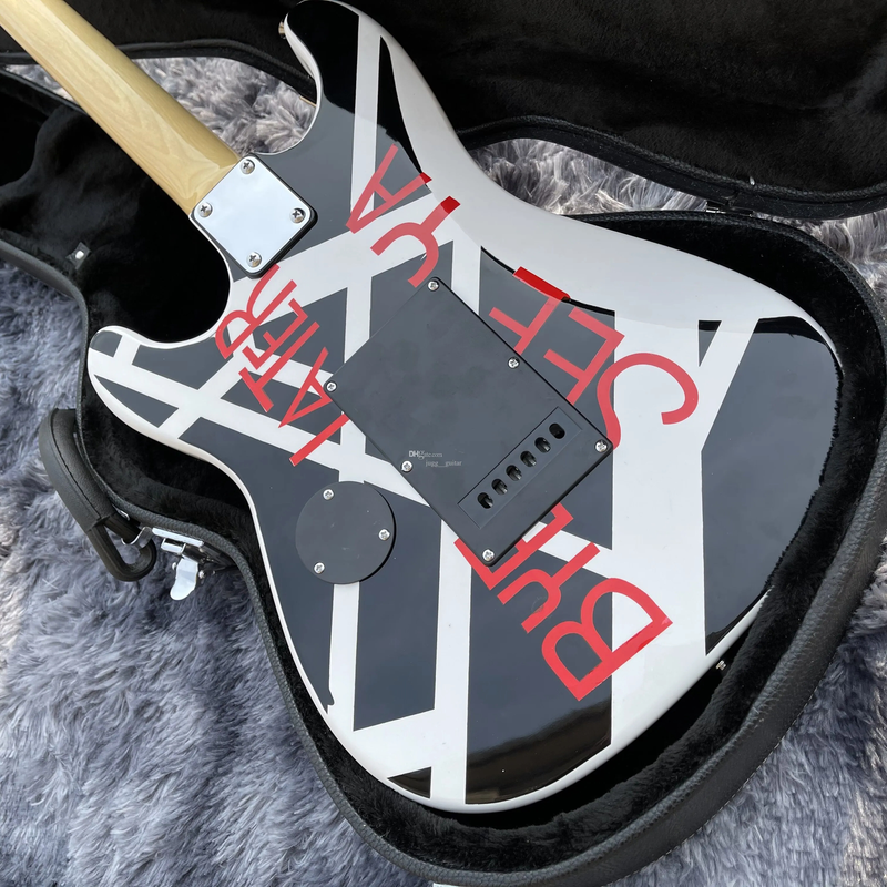 Black White Crop Circles Electric Guitar Floyd Rose Tremolo Bridge Top