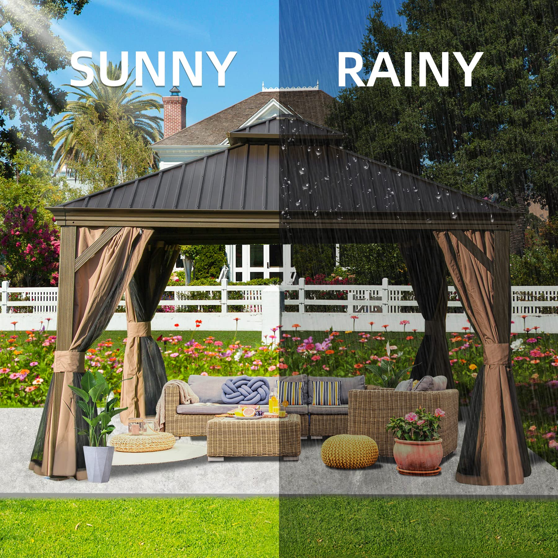 Hardtop Gazebo Aluminum Gazebos Galvanized Steel Double Canopy