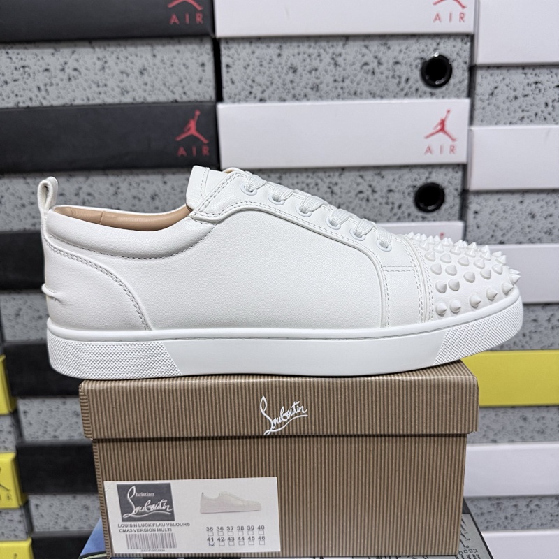 Christian Louboutin Sneaker White Patent Front Studded