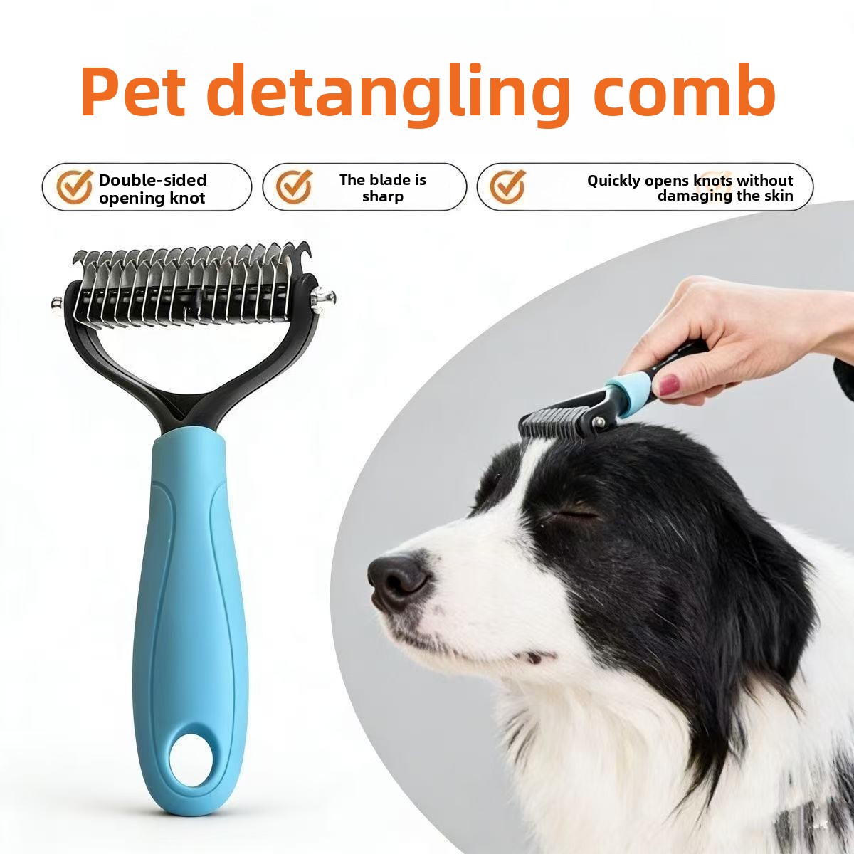 Dog grooming brush for detangling and smoothing fur, pet-specific comb for golden retrievers, teddy bears, and large dogs, excellent for removing loose hair