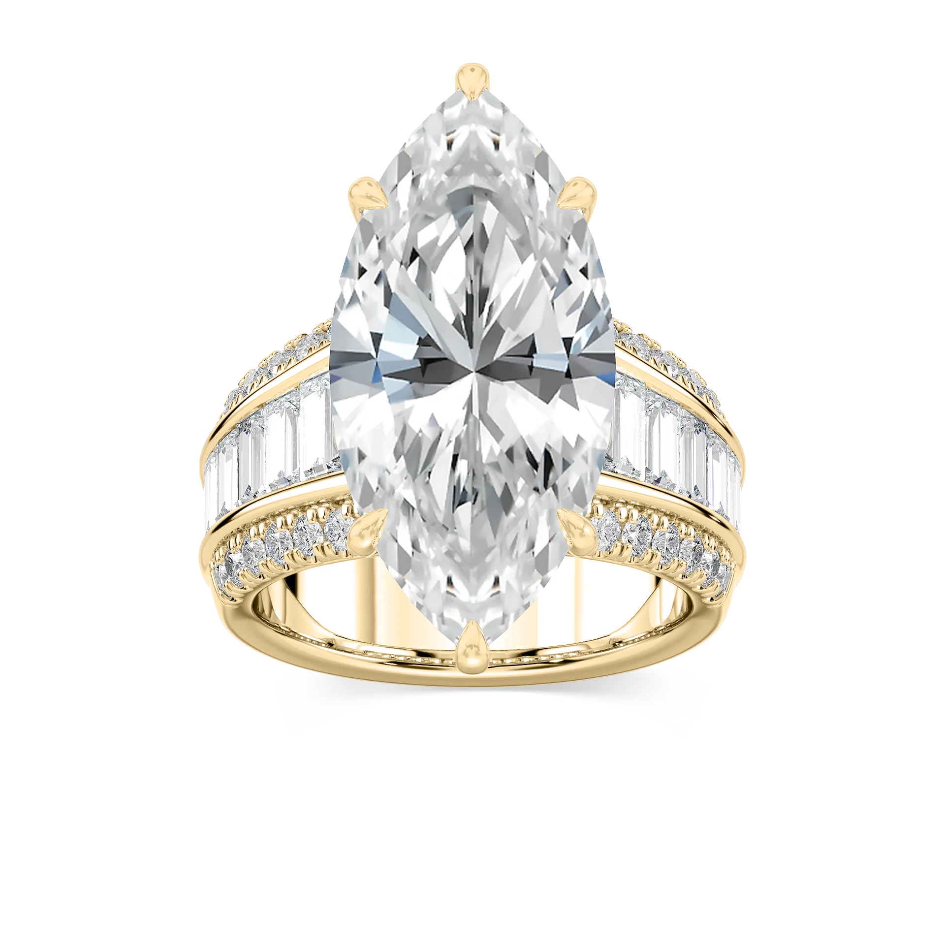 Veda 12 ¹⁄₃ ctw Marquise Lab Grown Diamond Triple Row Hidden Halo Engagement Ring - Signature Collection