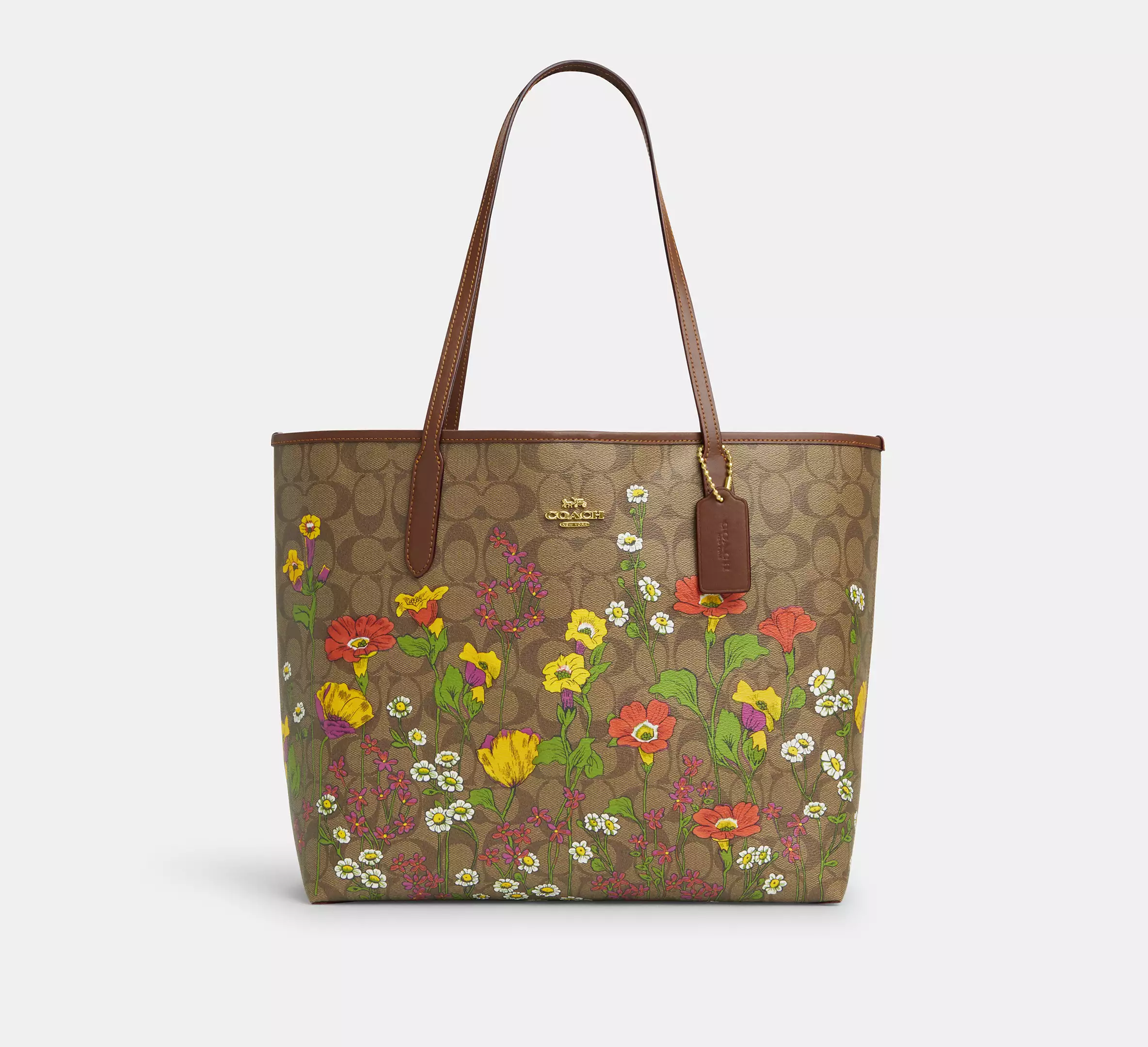 City Tote Bag In Signature Canvas With Floral Print