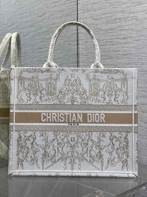 Dior Book Tote Large Gold Toile De Jouy