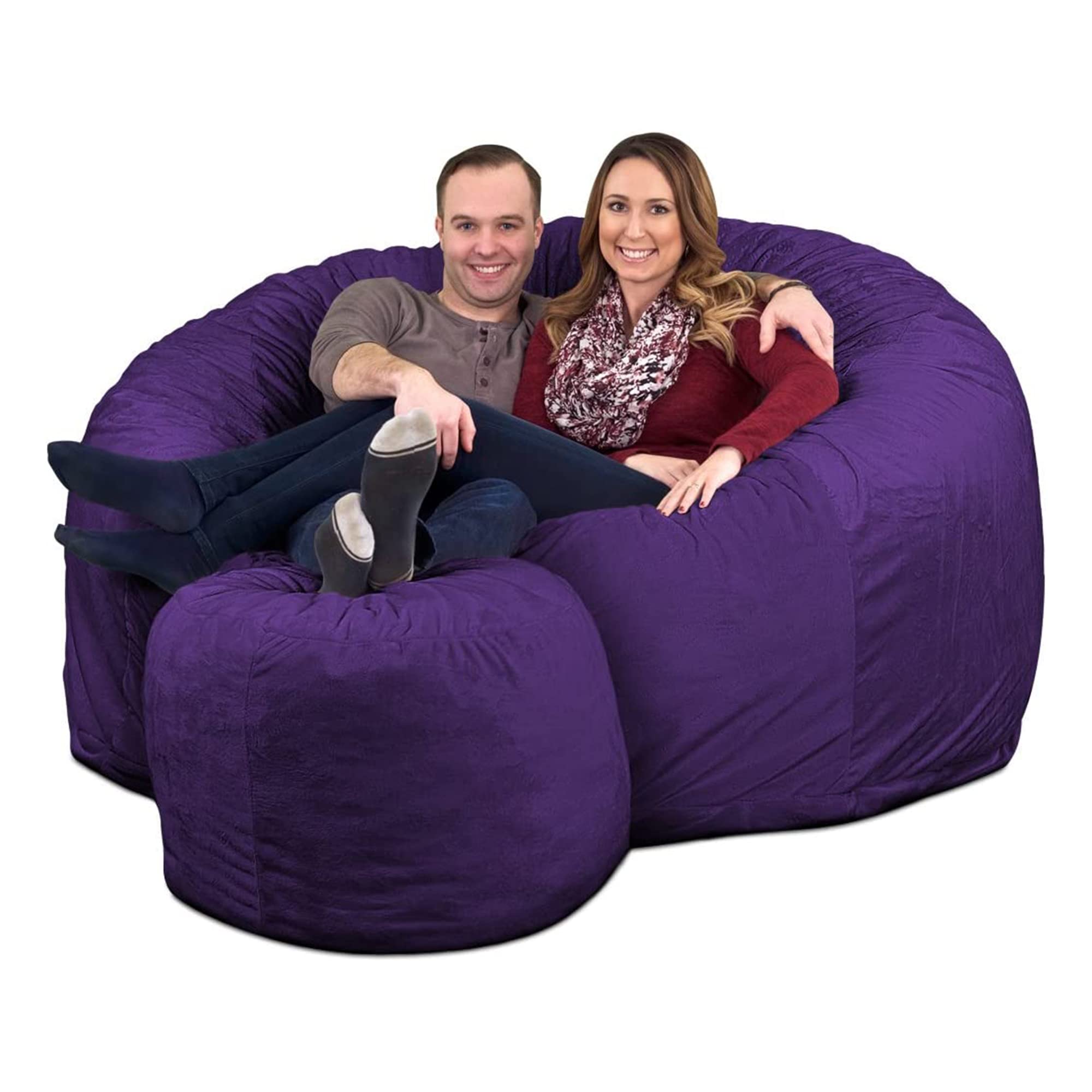 6000 Bean Bag Chair withFootstool: Giant Foam-Filled Furniture