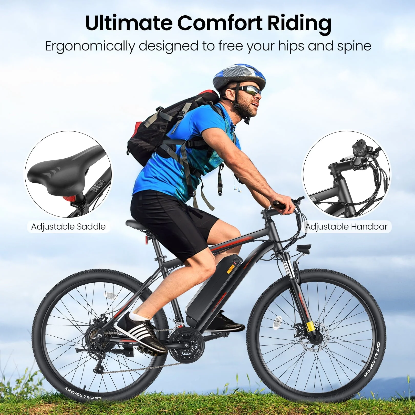 VIBESPARK 26in Electric Mountain Bike, 350W, 374.4Wh