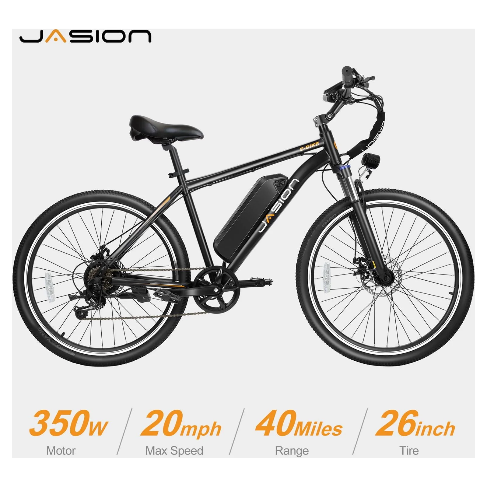 Jasion 26in Electric Mountain Bike, 350W, 7-Speed