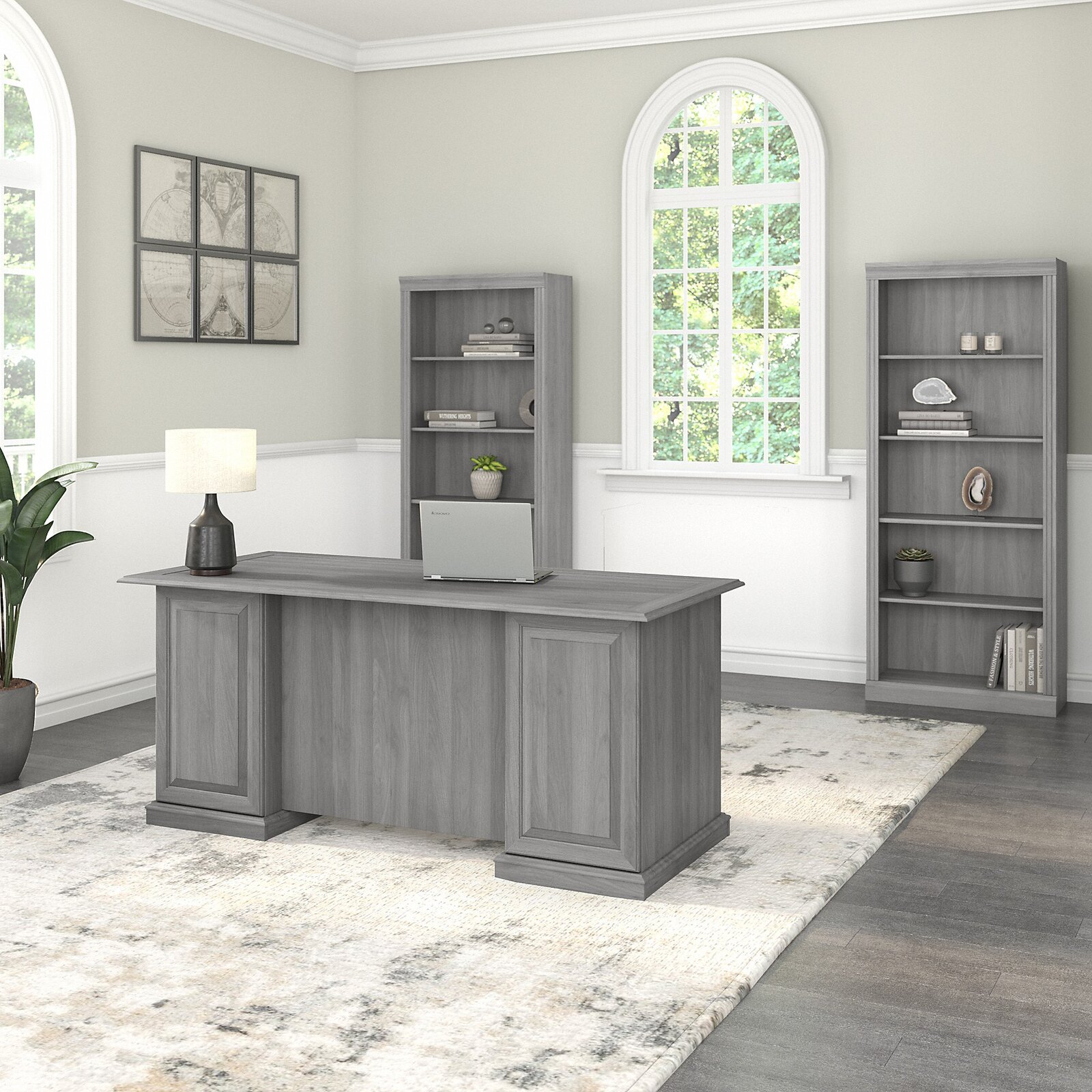 Raker 4 Piece Rectangular Executive Desk Office Set