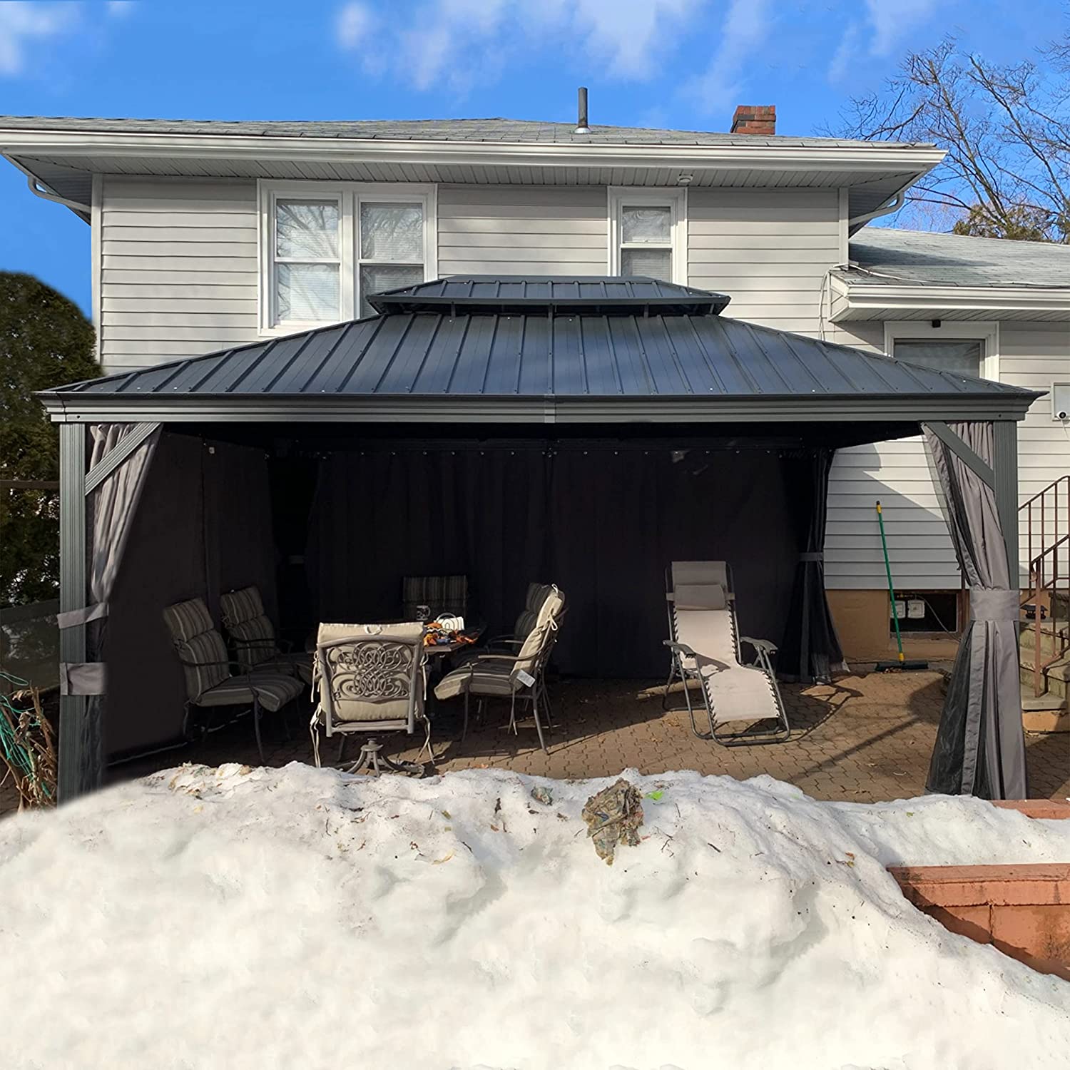 Permanent Hardtop Gazebo Gazebo with Galvanized Steel Double Roof