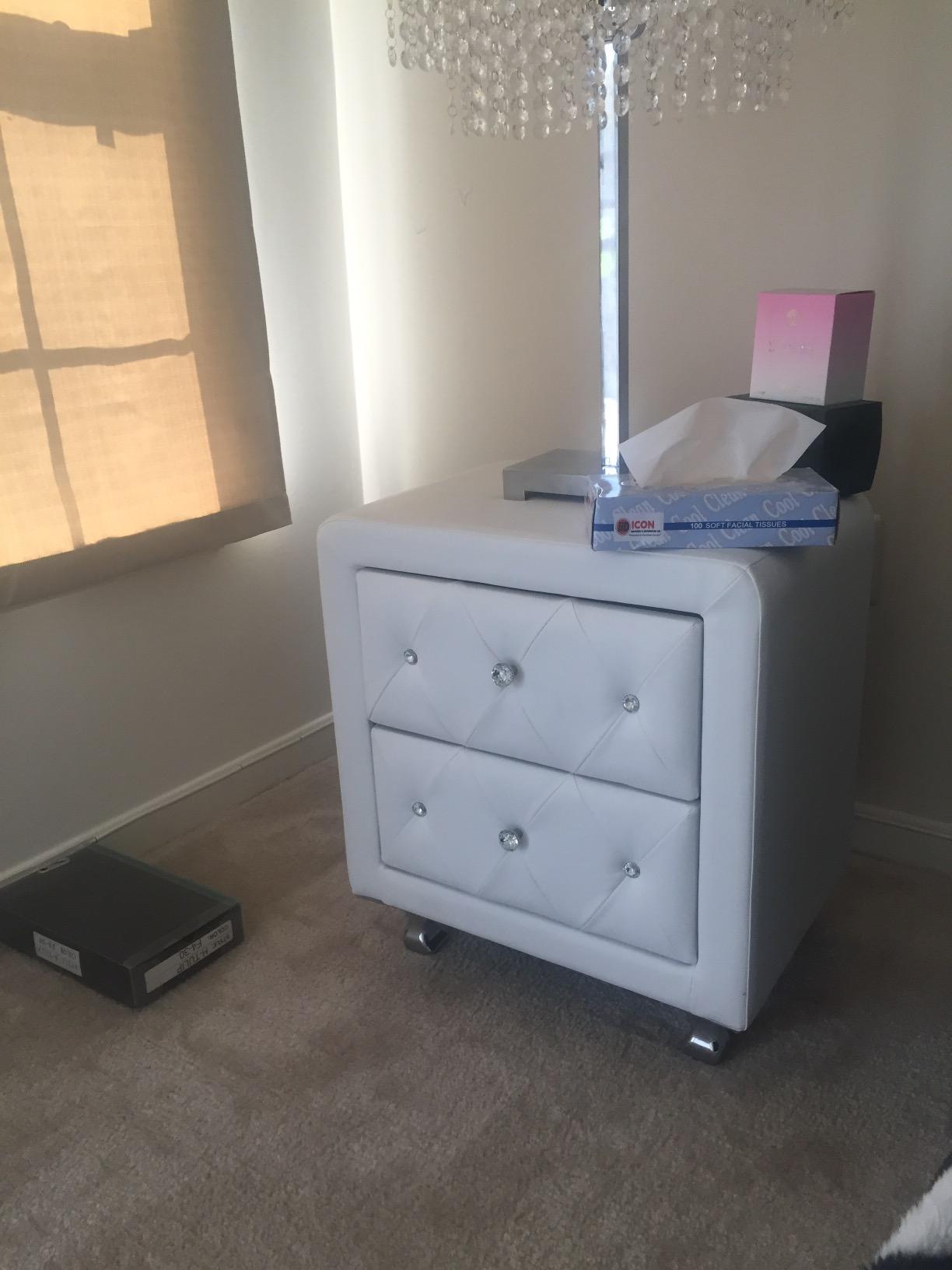 Stella Crystal Tufted Upholstered Modern Nightstand