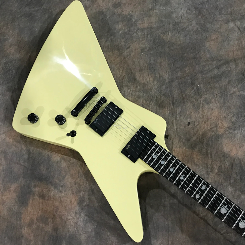 Cream Yellow Electric Guitar China EMG Pickups EET FUK Inlay Grover Tuners Top