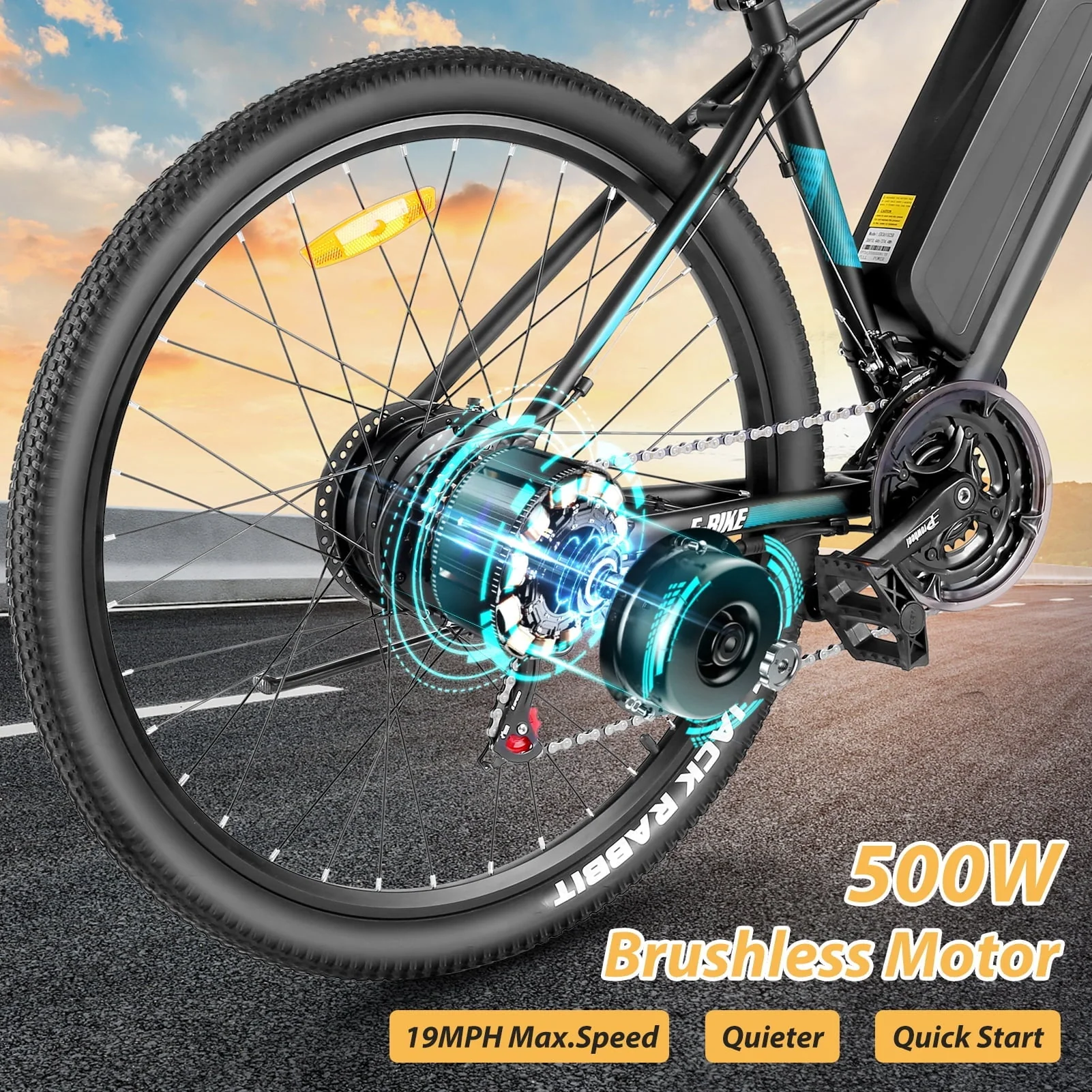 Elifine 27.5in Electric Mountain Bike, 500W, 48V 10.4Ah