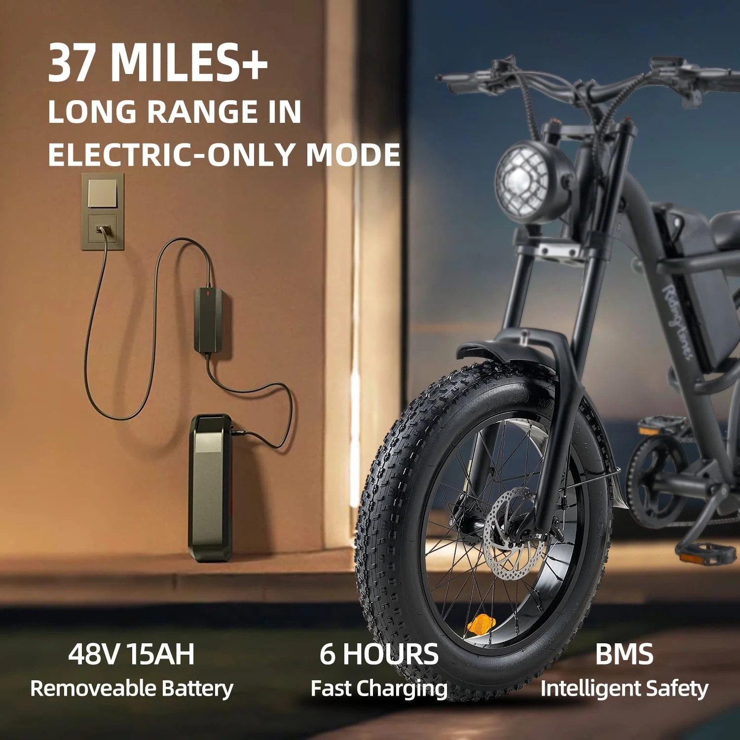 Riding'times Z8 20in Fat Tire Electric Bike, 1500W, 16Ah