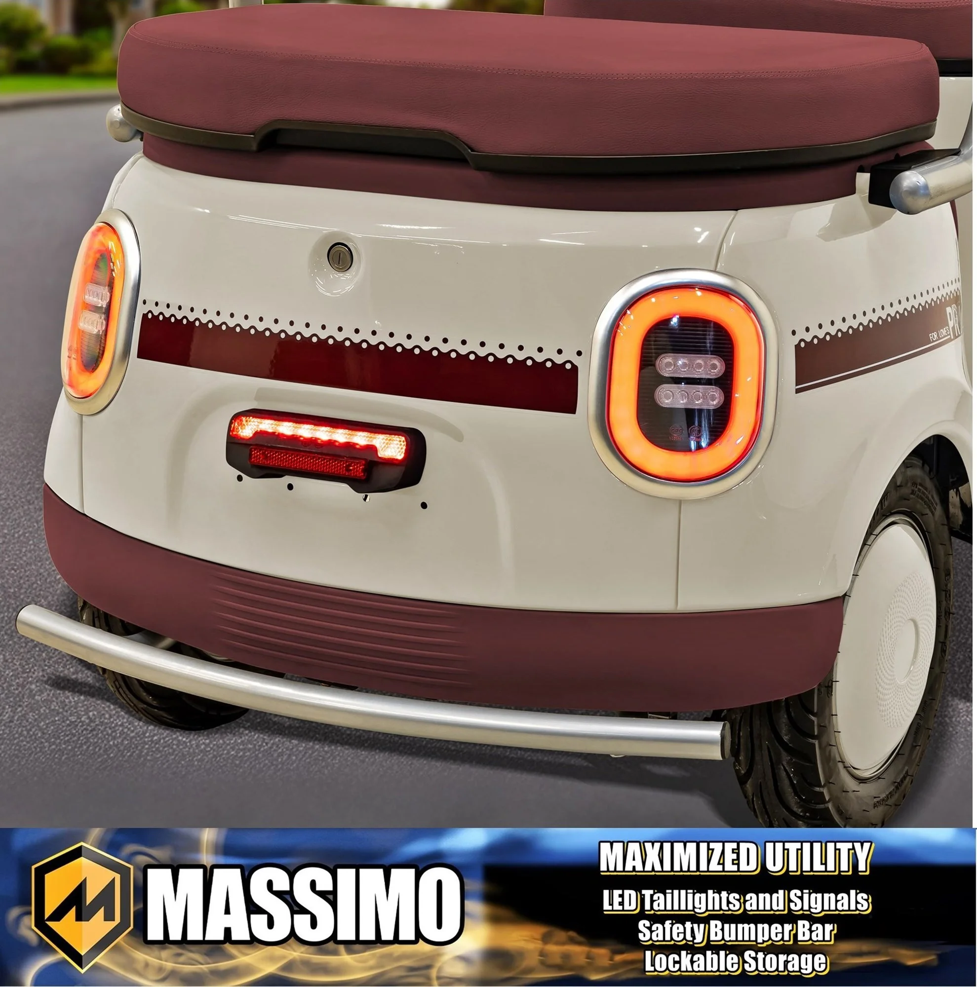 Massimo MGC Two-Seat 3-Wheel Electric Cart, Blue