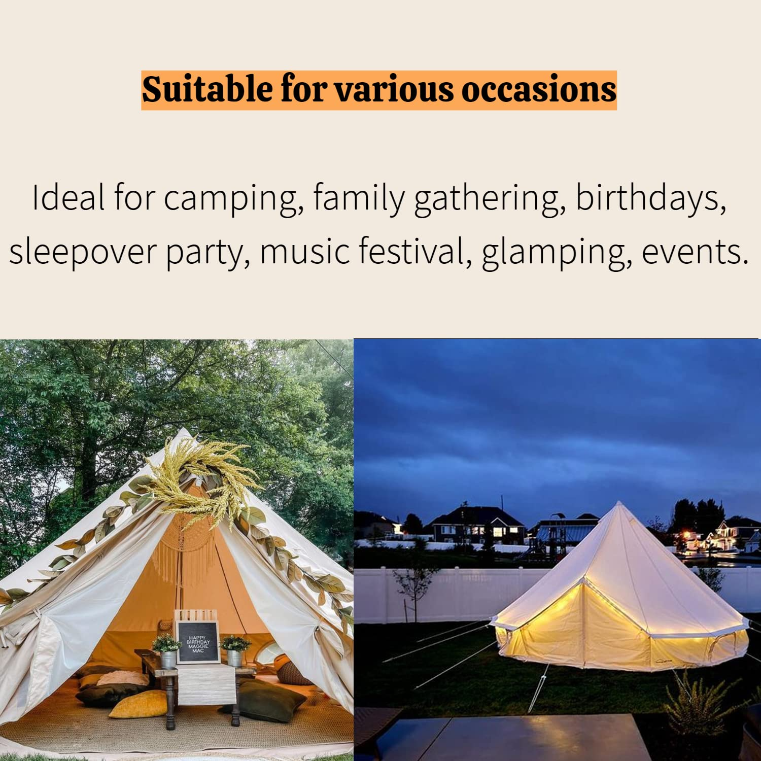 Waterproof Cotton Canvas Yurt for Family Glamping