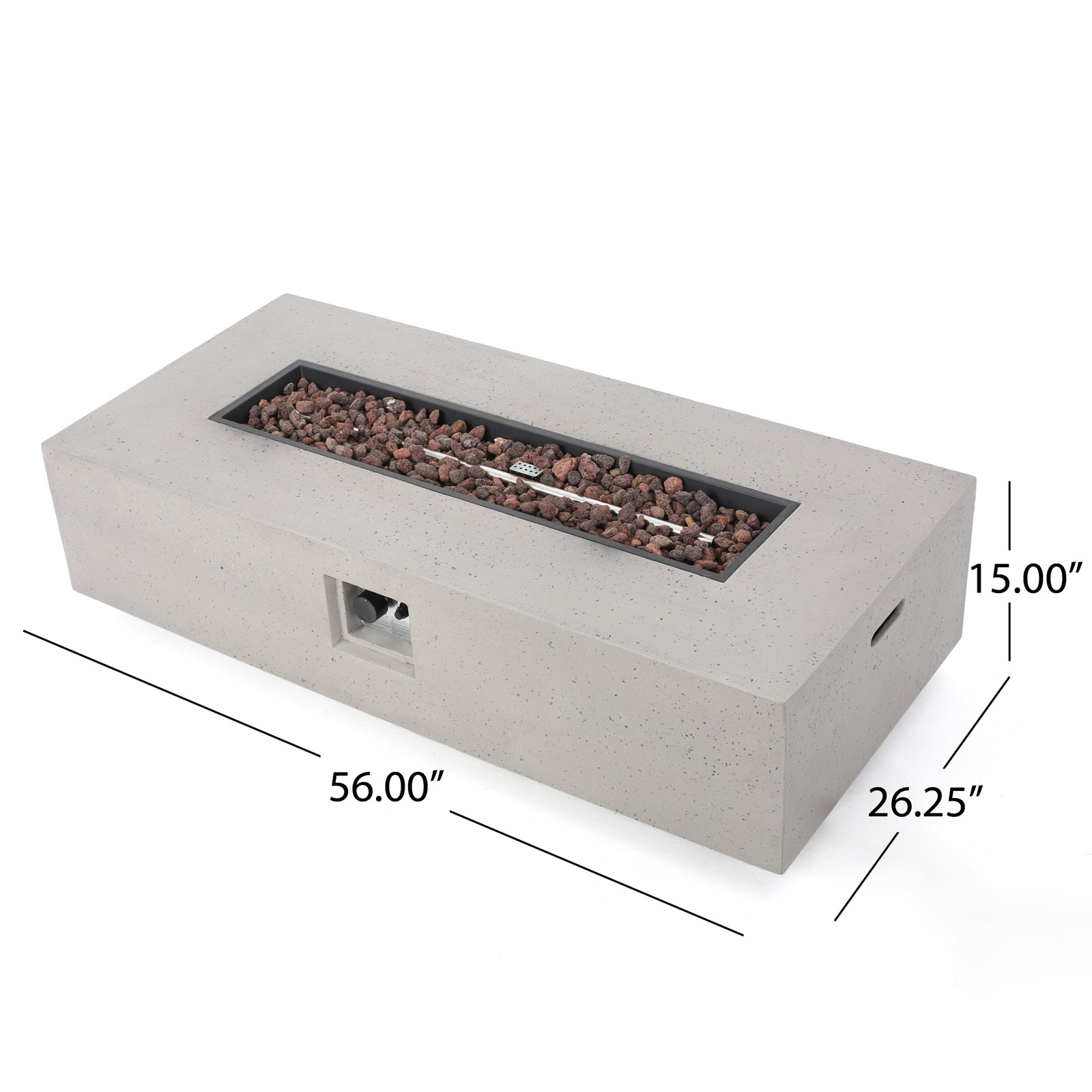 Belle 15'' H x 56'' W Concrete Propane Fire Pit Table