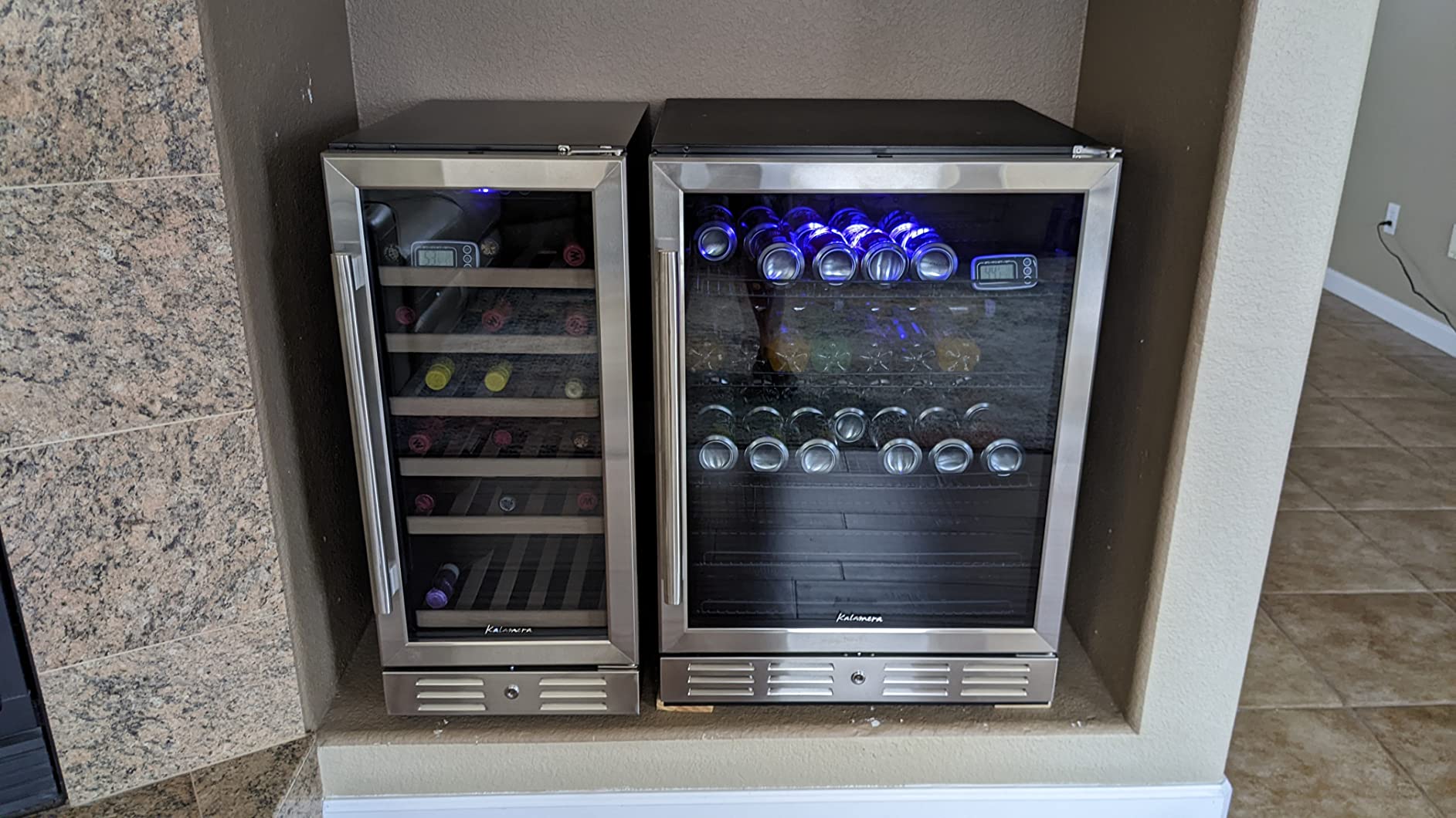 Kalamera 24'' Wine Cooler Refrigerator 46 Bottle Dual Zone