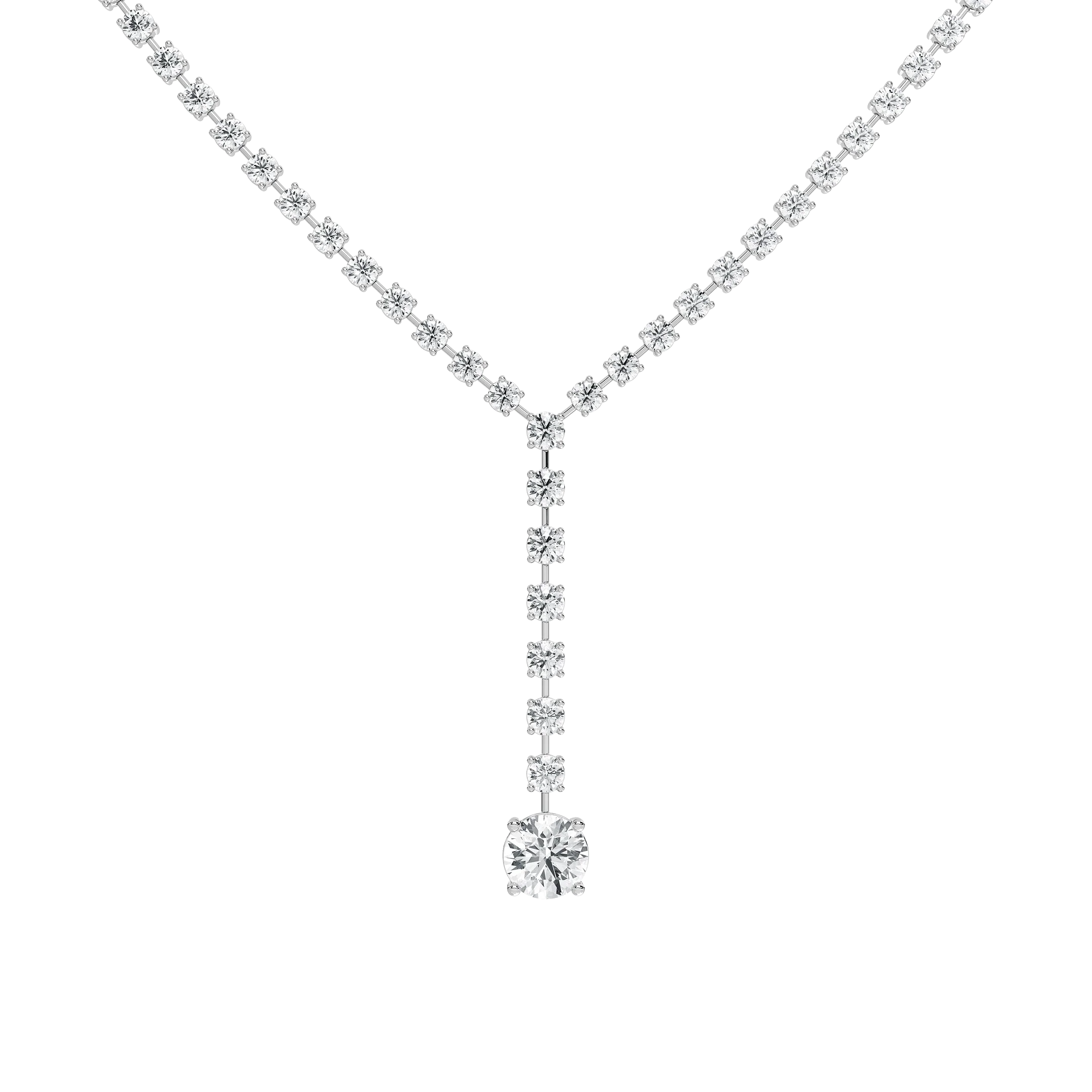 18 ⁷/₈ ctw Round Lab Grown Diamond Solitaire Drop Tennis Necklace - 18 Inches - Signature Collection