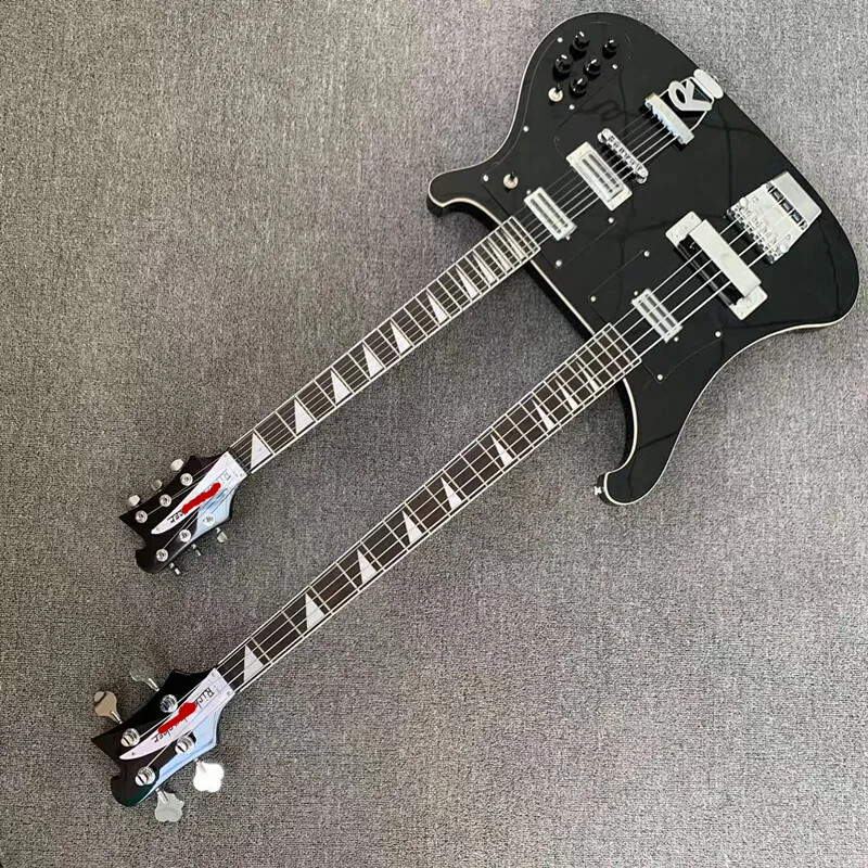 Hot Sale Double Neck Brand Electric Guitar in Black Color 6+4 Strings