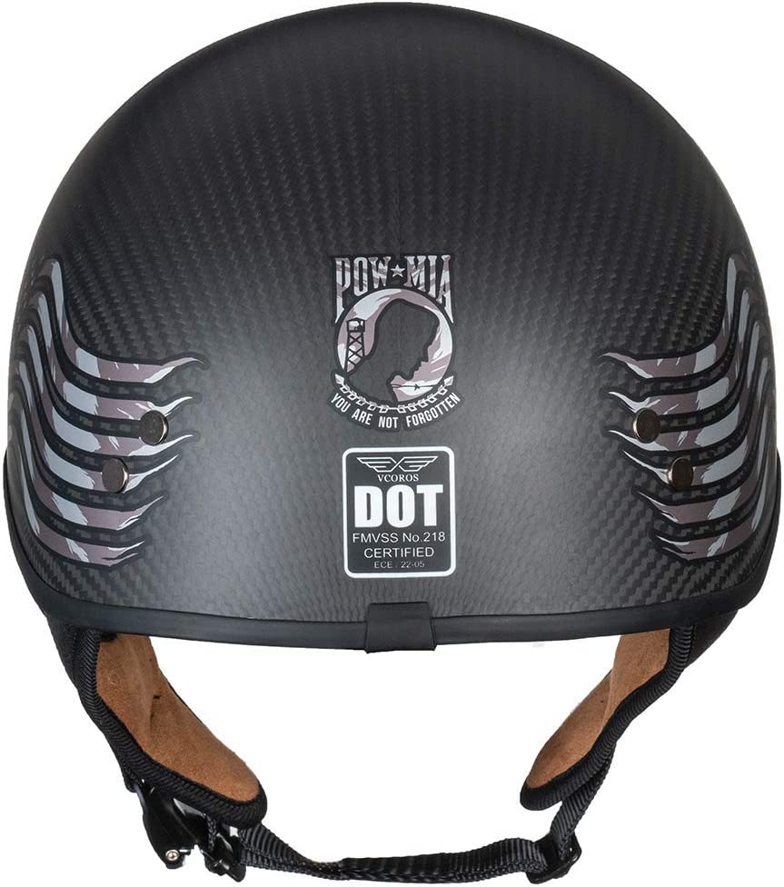 VCOROS Carbon Fiber Open Face Sun Shield Crusie Motorcycle Helmet