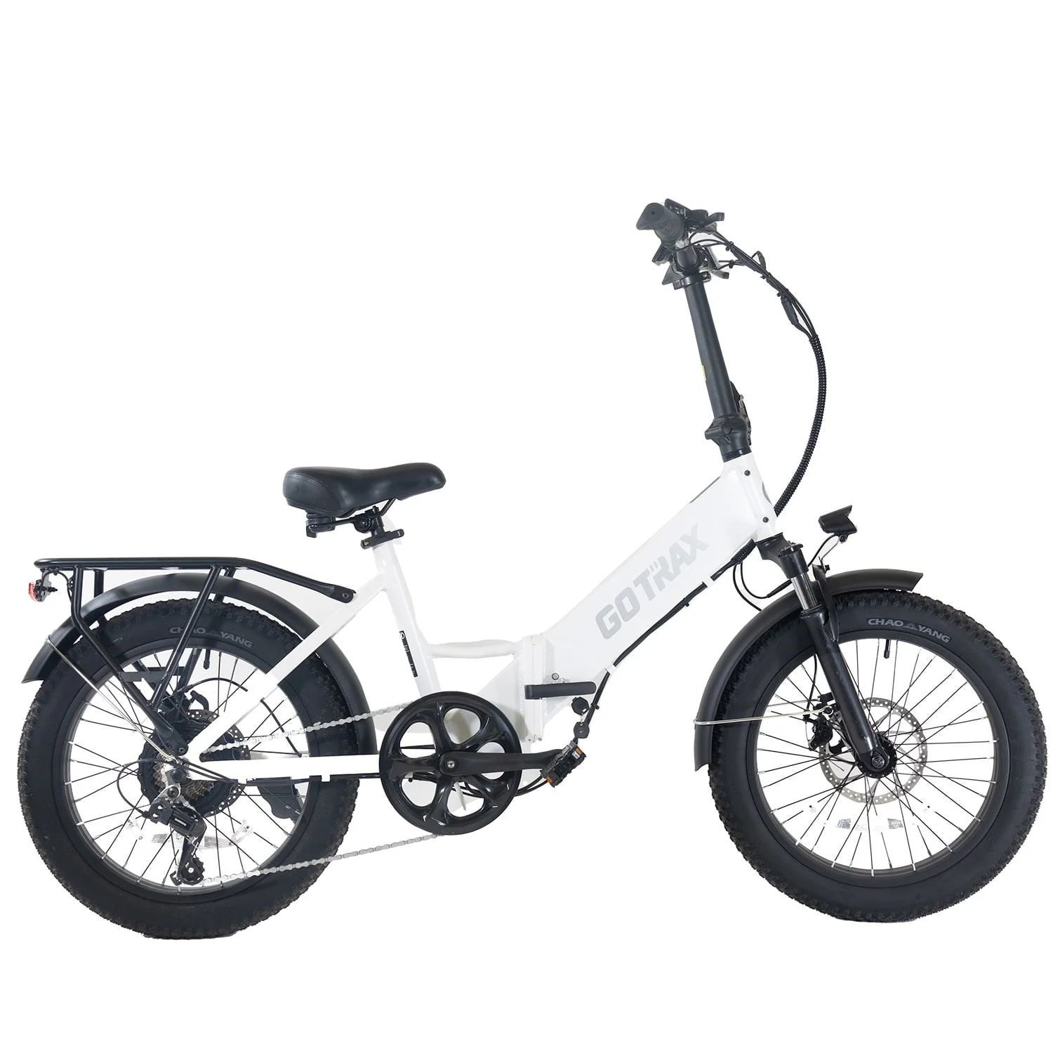 F2 20in Folding Fat Tire Electric Bike, 500W, 48V, White